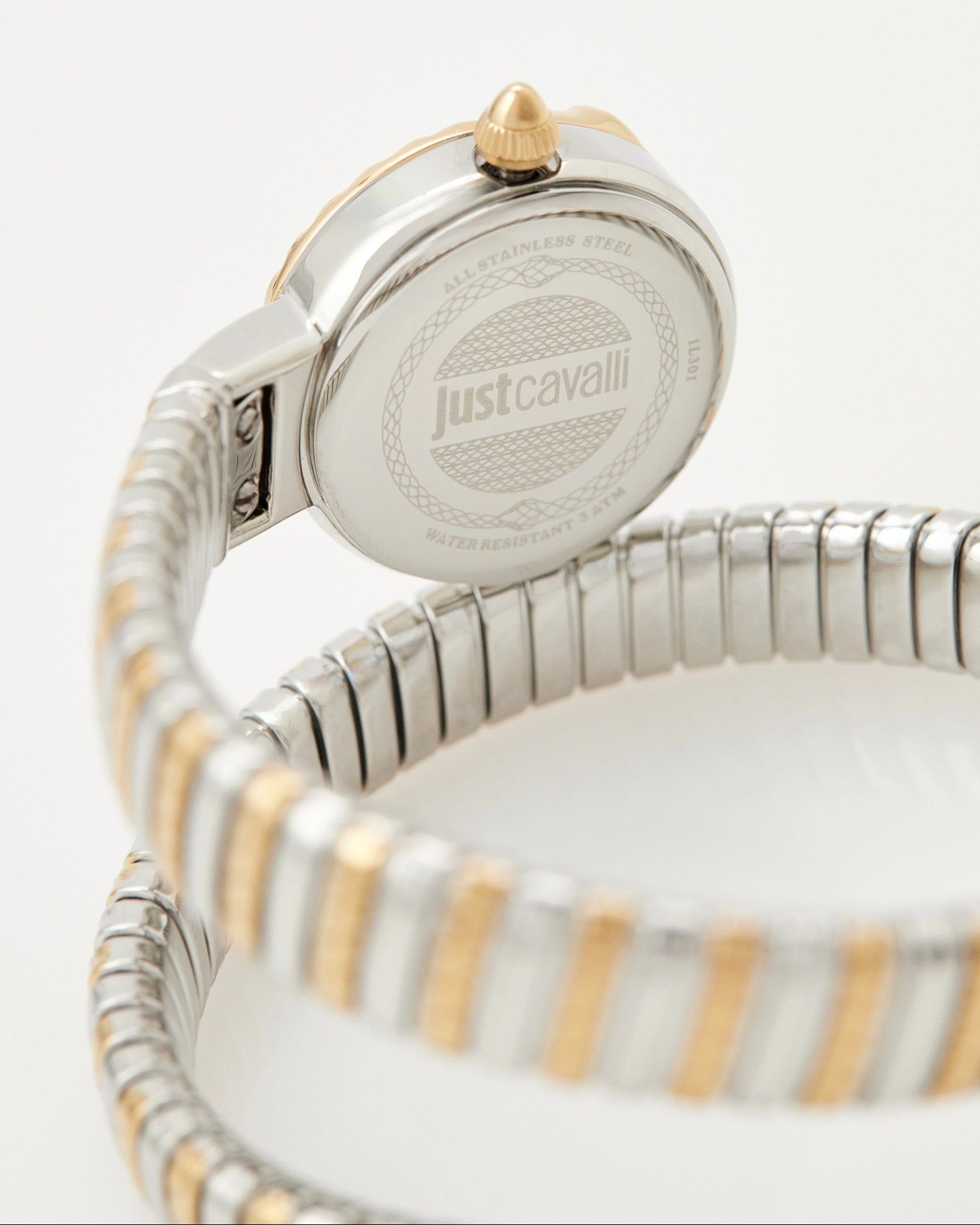 Just Cavalli Enchanting Silver Dial Two Tone Steel Strap Watch for Women - JC1L301M0065