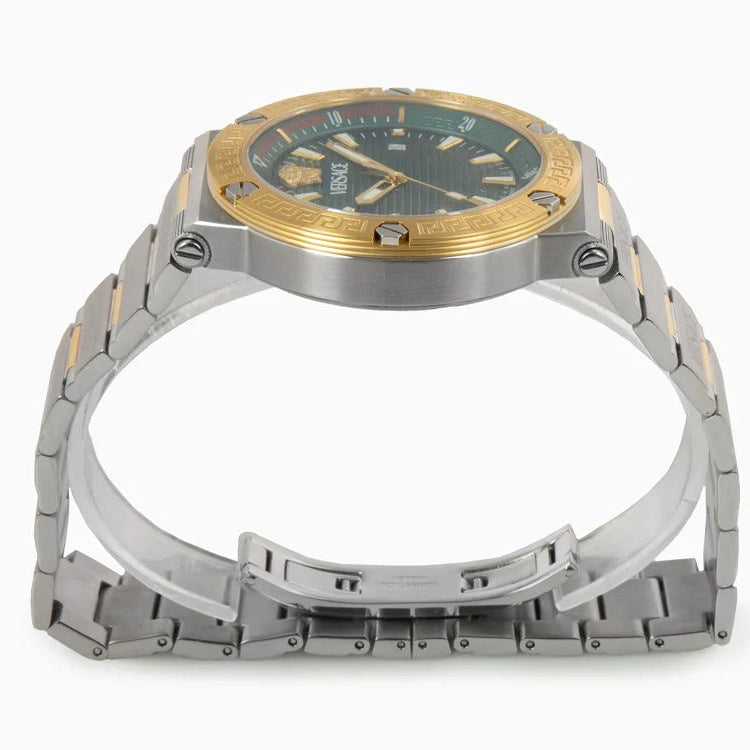  Shop Authentic Versace Greca Logo Diver Quartz Green Dial Two Tone Steel Strap Watch for Men - VE8G00524 - Luxxuri