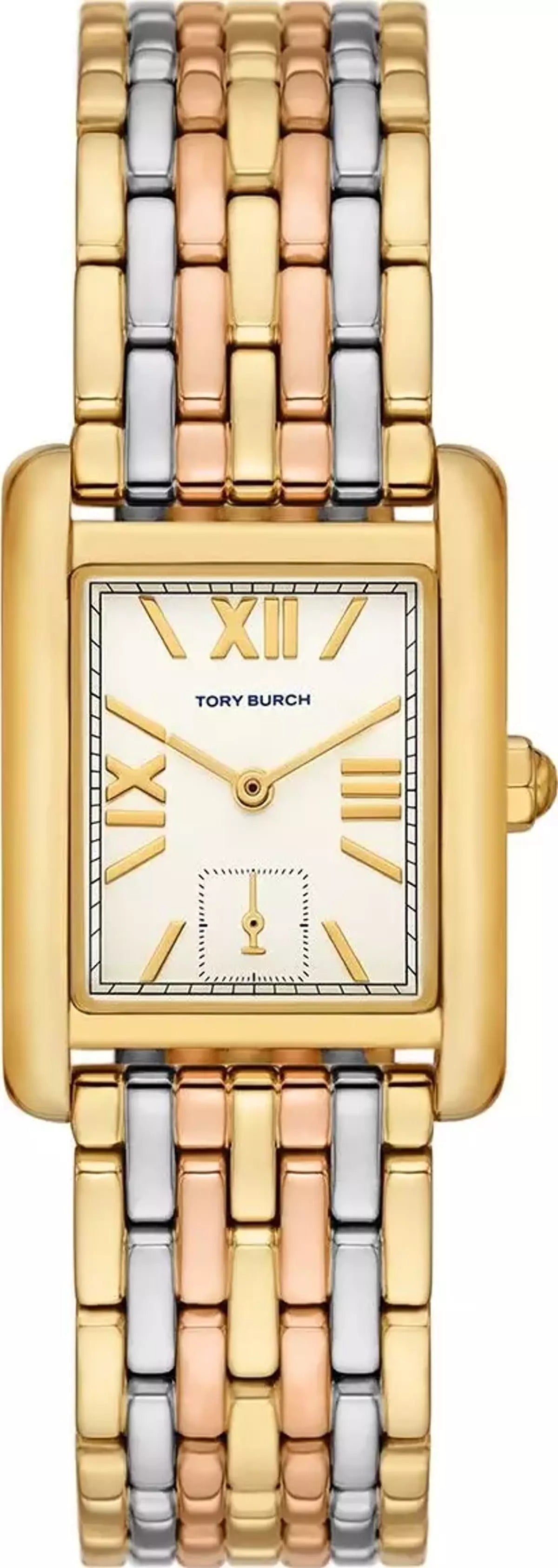 Tory Burch Eleanor White Dial Tri Tone Steel Strap Watch for Women - TBW1078