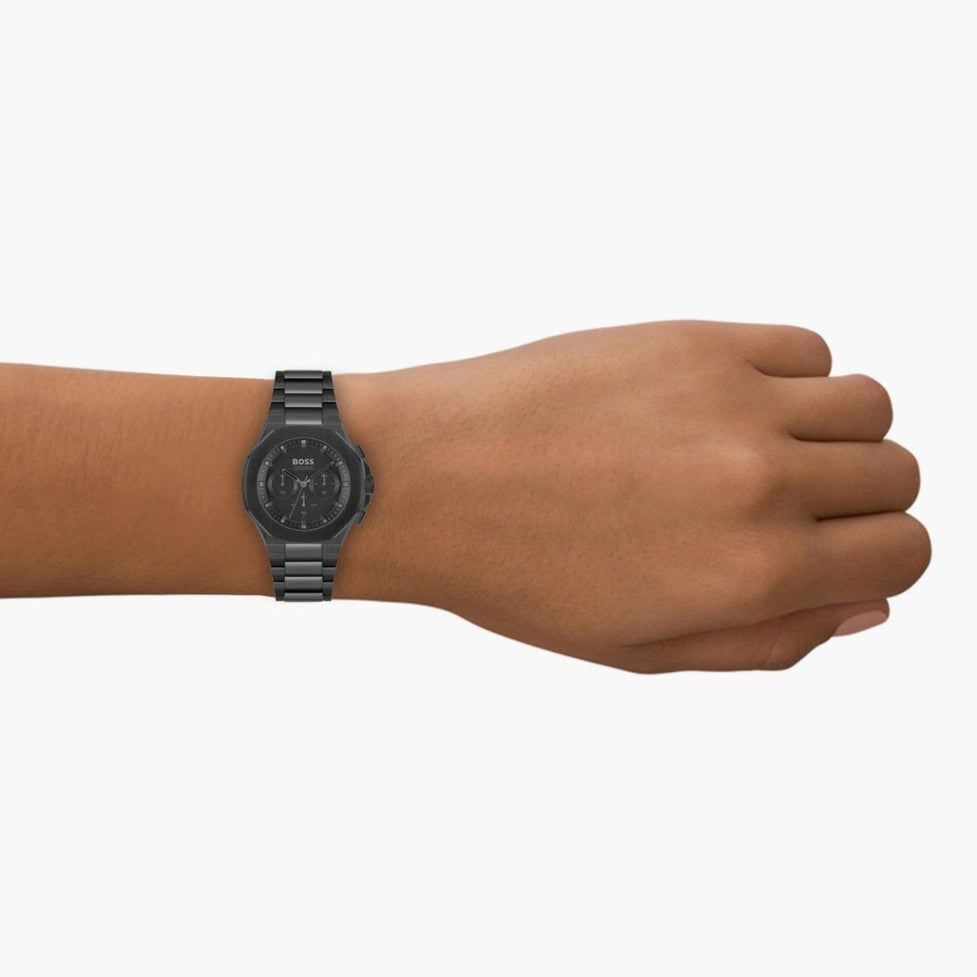  Shop Authentic Hugo Boss Taper Chronograph Black Dial Black Steel Strap Watch for Men - 1514088 - Luxxuri