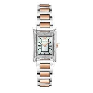 Emporio Armani Genni Mother of Pearl Dial Two Tone Steel Strap Watch for Women - AR11626