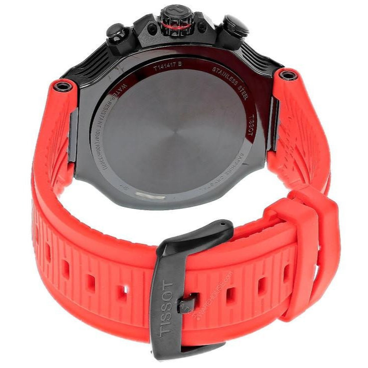 Tissot T Race Chronograph Black Dial Red Rubber Strap Watch for Men - T141.417.37.061.01