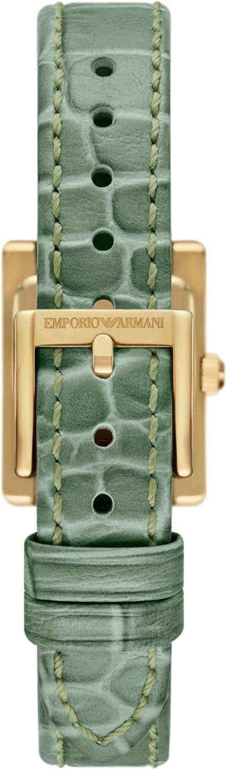  Shop Authentic Emporio Armani Classic White Dial Green Leather Strap Watch for Women - AR11661 - Luxxuri