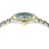  Shop Authentic Versace V-Code Analog Turquoise Dial Two Tone Steel Strap Watch for Women - VE8I00524 - Luxxuri