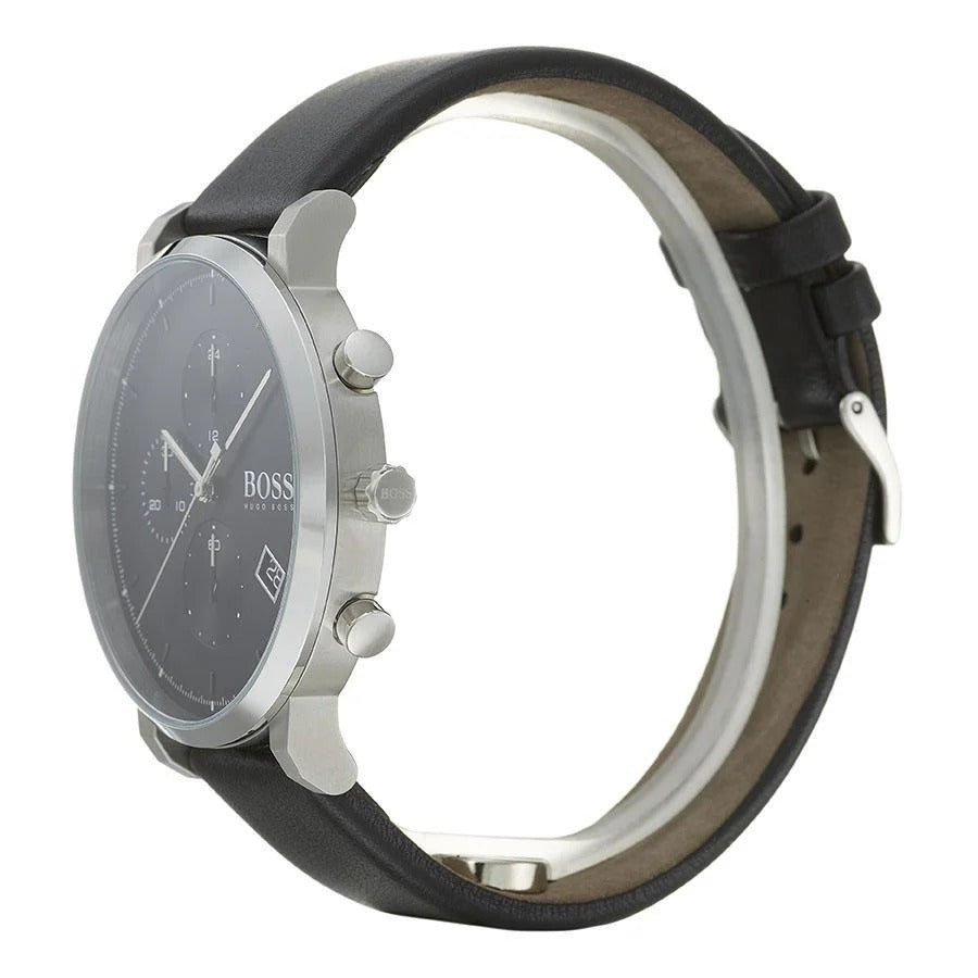  Shop Authentic Hugo Boss Integrity Chronograph Black Dial Black Leather Strap Watch for Men - 1513777 - Luxxuri