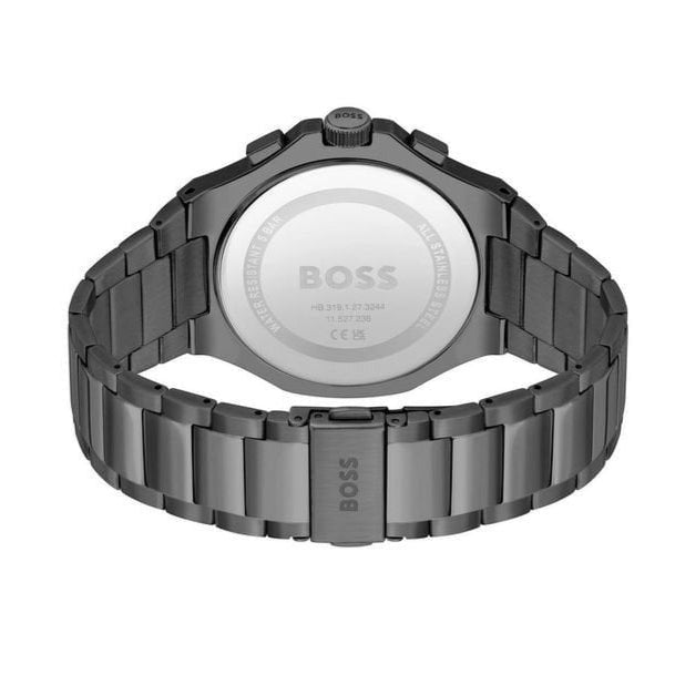 Hugo Boss Taper Chronograph Black Dial Black Steel Strap Watch for Men - 1514090