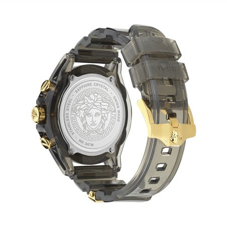  Shop Authentic Versace Icon Active Chronograph Black Dial Black Rubber Strap Unisex Watch - VE8P00224 - Luxxuri