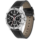 Shop Authentic Hugo Boss Troper Chronograph Black Dial Black Leather Strap Watch for Men - 1514055 - Luxxuri