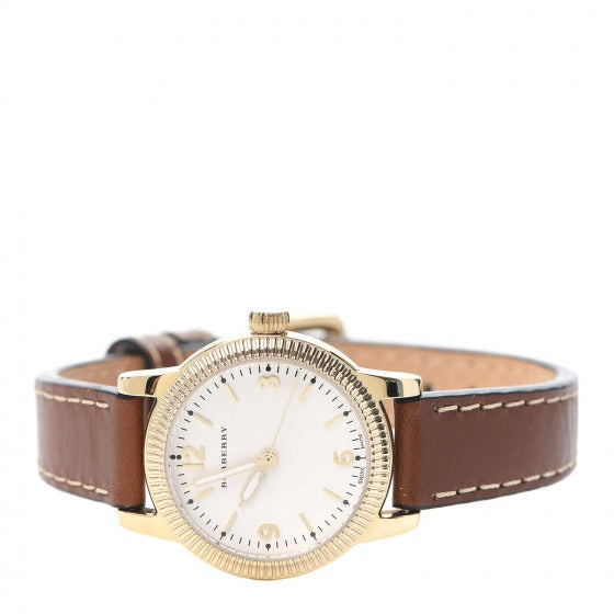  Shop Authentic Burberry The Utilitarian White Dial Brown Leather Strap Watch for Women - BU7865 - Luxxuri