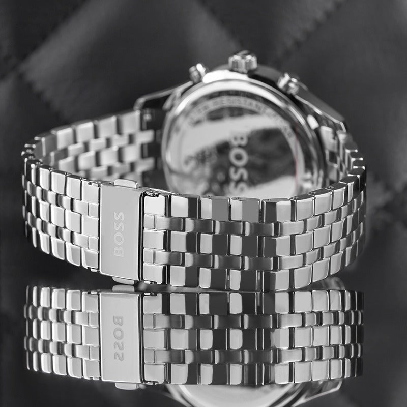  Shop Authentic Hugo Boss Avery Chronograph Black Dial Silver Steel Strap Watch for Men - 1514157 - Luxxuri