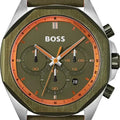  Shop Authentic Hugo Boss Cloud Chronograph Olive Green Dial Green Leather Strap Watch for Men - 1514018 - Luxxuri