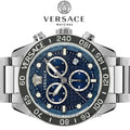  Shop Authentic Versace Greca Dome Chronograph Blue Dial Silver Steel Strap Watch for Men - VE6K00323 - Luxxuri