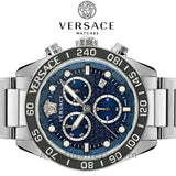  Shop Authentic Versace Greca Dome Chronograph Blue Dial Silver Steel Strap Watch for Men - VE6K00323 - Luxxuri