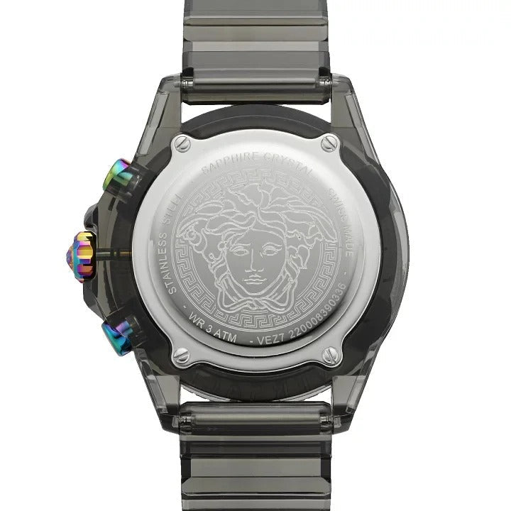  Shop Authentic Versace Icon Active Chronograph Black Dial Grey Silicone Strap Watch for Men - VEZ701022 - Luxxuri