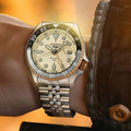  Shop Authentic Seiko 5 GMT Sport Asia Exclusive Limited Edition Off White Dial Silver Steel Strap Watch for Men - SSK046K1 - Luxxuri