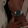 Hugo Boss Troper Chronograph Automatic Black Dial Silver Steel Strap Watch for Men - 1514202