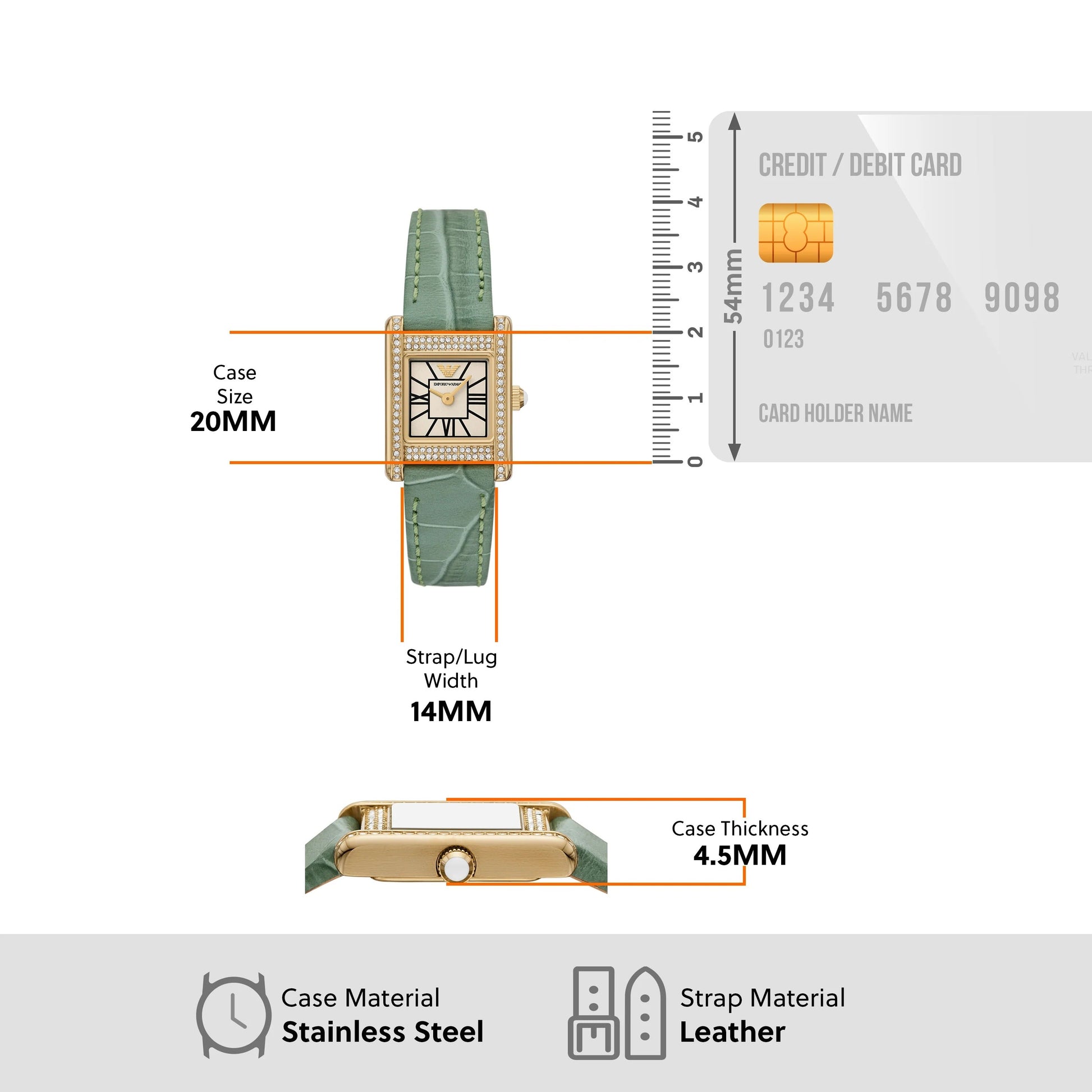  Shop Authentic Emporio Armani Classic White Dial Green Leather Strap Watch for Women - AR11661 - Luxxuri