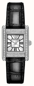  Shop Authentic Emporio Armani Classic Crystals Silver Dial Black Leather Strap Watch for Women - AR11660 - Luxxuri