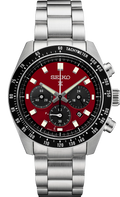 Seiko Prospex US Special Edition Speedtimer Solar Chronograph Red Dial Silver Steel Strap Watch for Men - SSC927