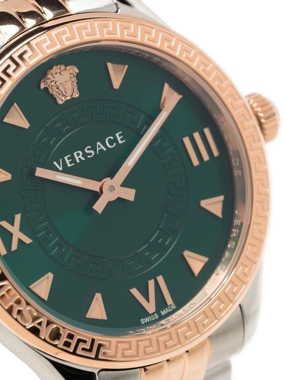  Shop Authentic Versace Hellenyium Quartz Green Dial Two Tone Steel Strap Watch for Women - VE2S00422 - Luxxuri
