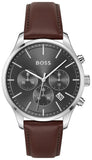  Shop Authentic Hugo Boss Avery Chronograph Grey Dial Brown Leather Strap Watch for Men - 1514155 - Luxxuri