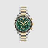  Shop Authentic Versace Greca Dome Chronograph Green Dial Two Tone Steel Strap Watch for Men - VE6K00423 - Luxxuri