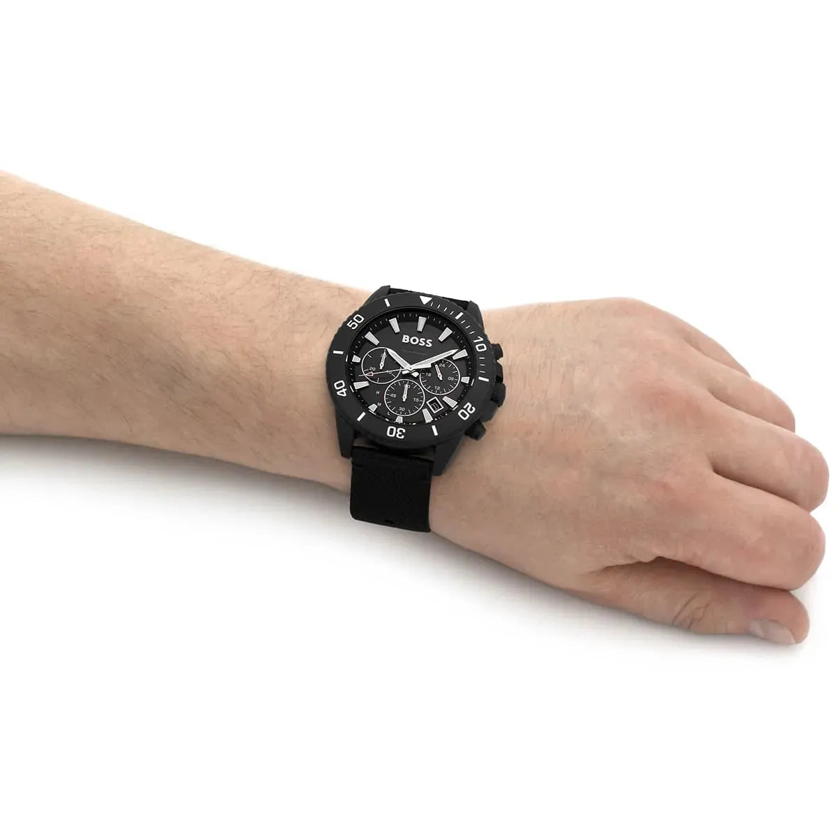  Shop Authentic Hugo Boss Admiral Chronograph Black Dial Black Nylon Strap Watch for Men - 1513918 - Luxxuri