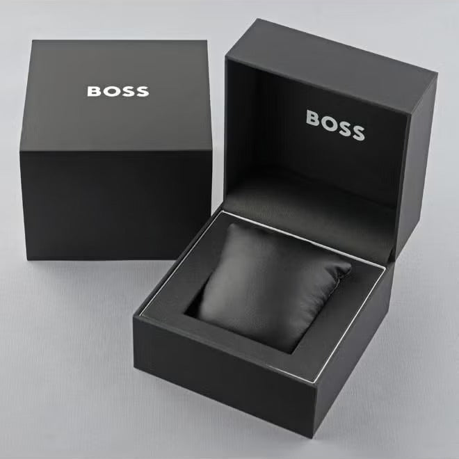 Hugo Boss Taper Chronograph Black Dial Black Steel Strap Watch for Men - 1514088