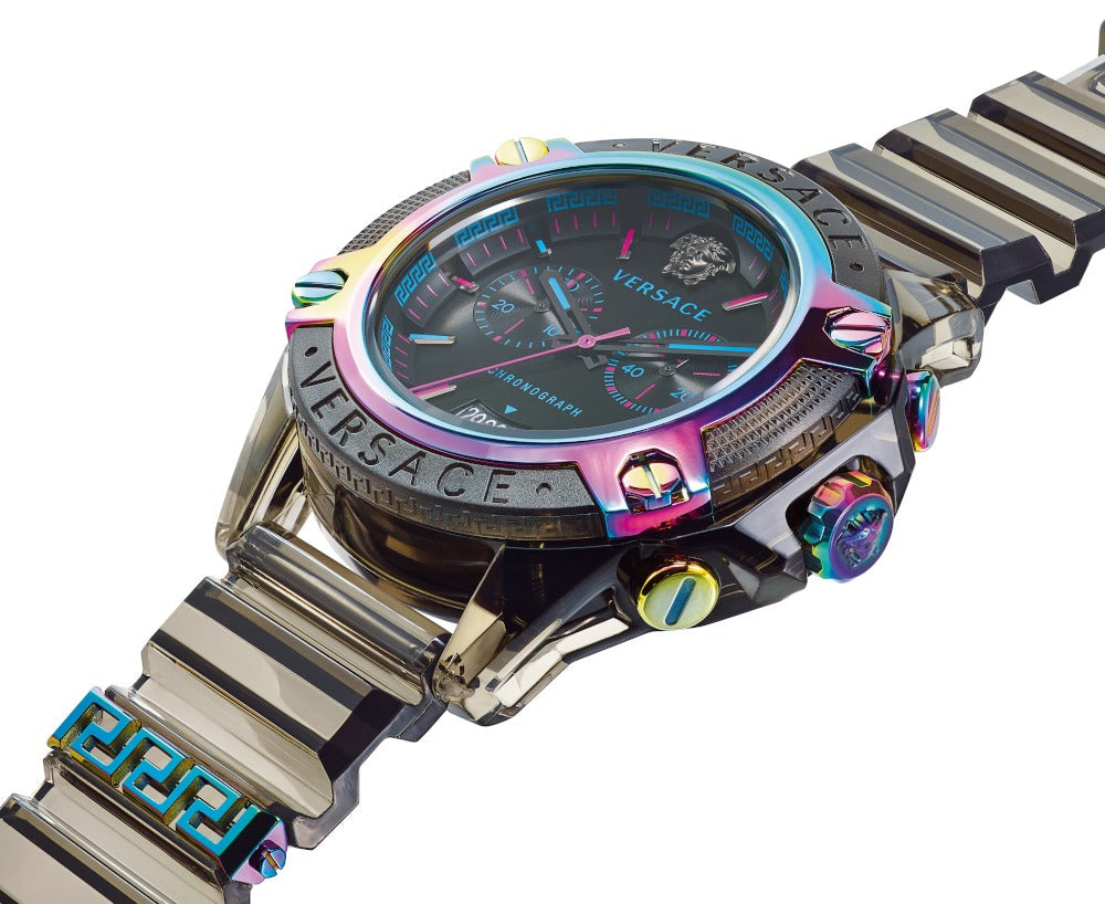  Shop Authentic Versace Icon Active Chronograph Black Dial Grey Silicone Strap Watch for Men - VEZ701022 - Luxxuri