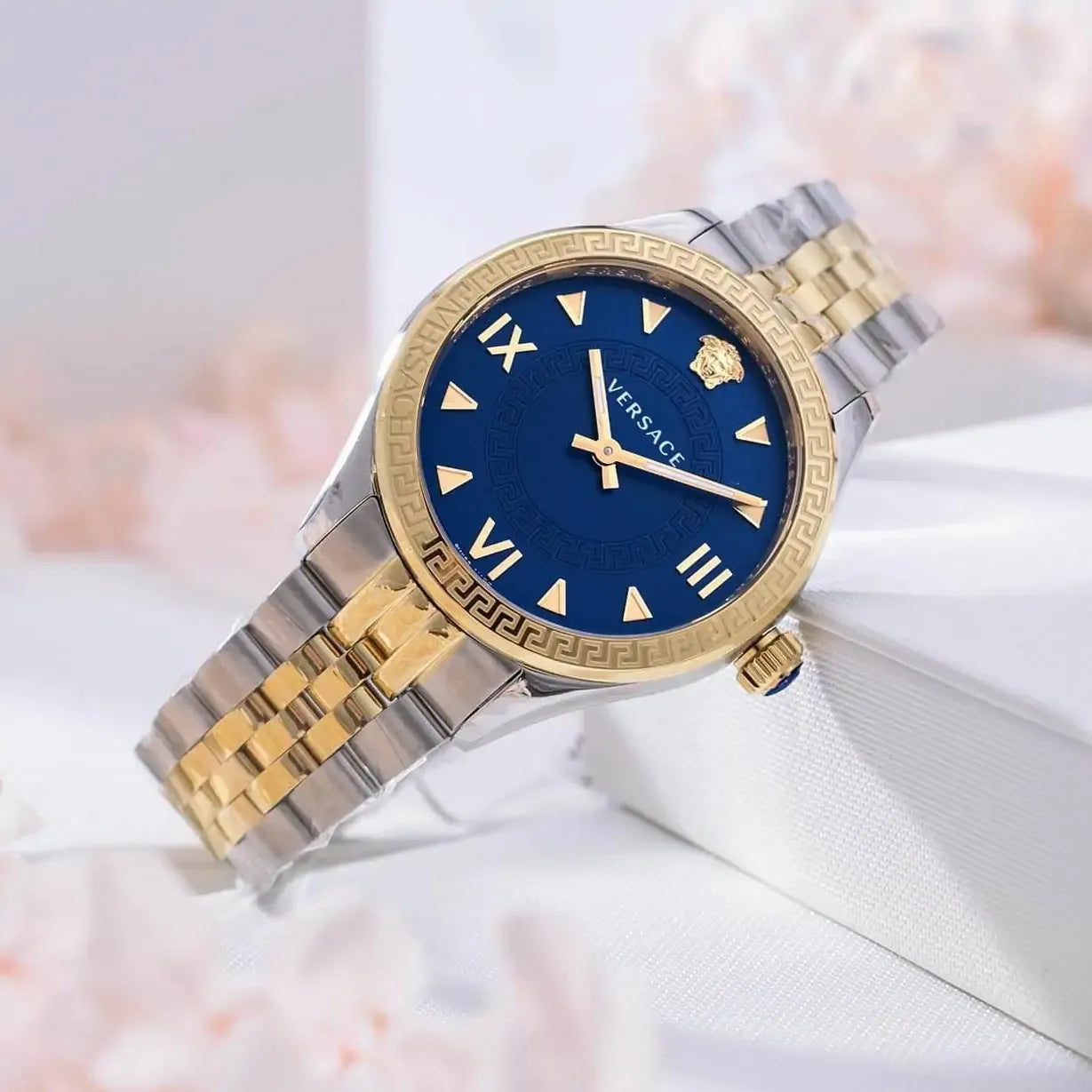  Shop Authentic Versace Hellenyium Quartz Blue Dial Two Tone Steel Strap Watch for Women - VE2S00522 - Luxxuri