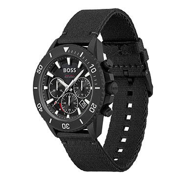  Shop Authentic Hugo Boss Admiral Chronograph Black Dial Black Nylon Strap Watch for Men - 1513918 - Luxxuri