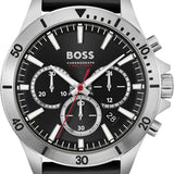  Shop Authentic Hugo Boss Troper Chronograph Black Dial Black Leather Strap Watch for Men - 1514055 - Luxxuri