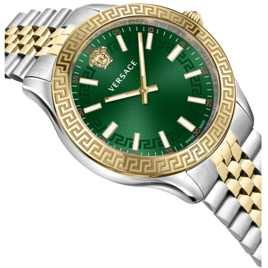  Shop Authentic Versace Hellenyium Quartz Green Dial Two Tone Steel Strap Watch for Women - VEHU00420 - Luxxuri