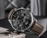  Shop Authentic Hugo Boss Avery Chronograph Grey Dial Brown Leather Strap Watch for Men - 1514155 - Luxxuri