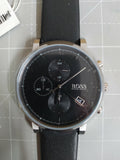  Shop Authentic Hugo Boss Integrity Chronograph Black Dial Black Leather Strap Watch for Men - 1513777 - Luxxuri