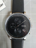  Shop Authentic Hugo Boss Integrity Chronograph Black Dial Black Leather Strap Watch for Men - 1513777 - Luxxuri