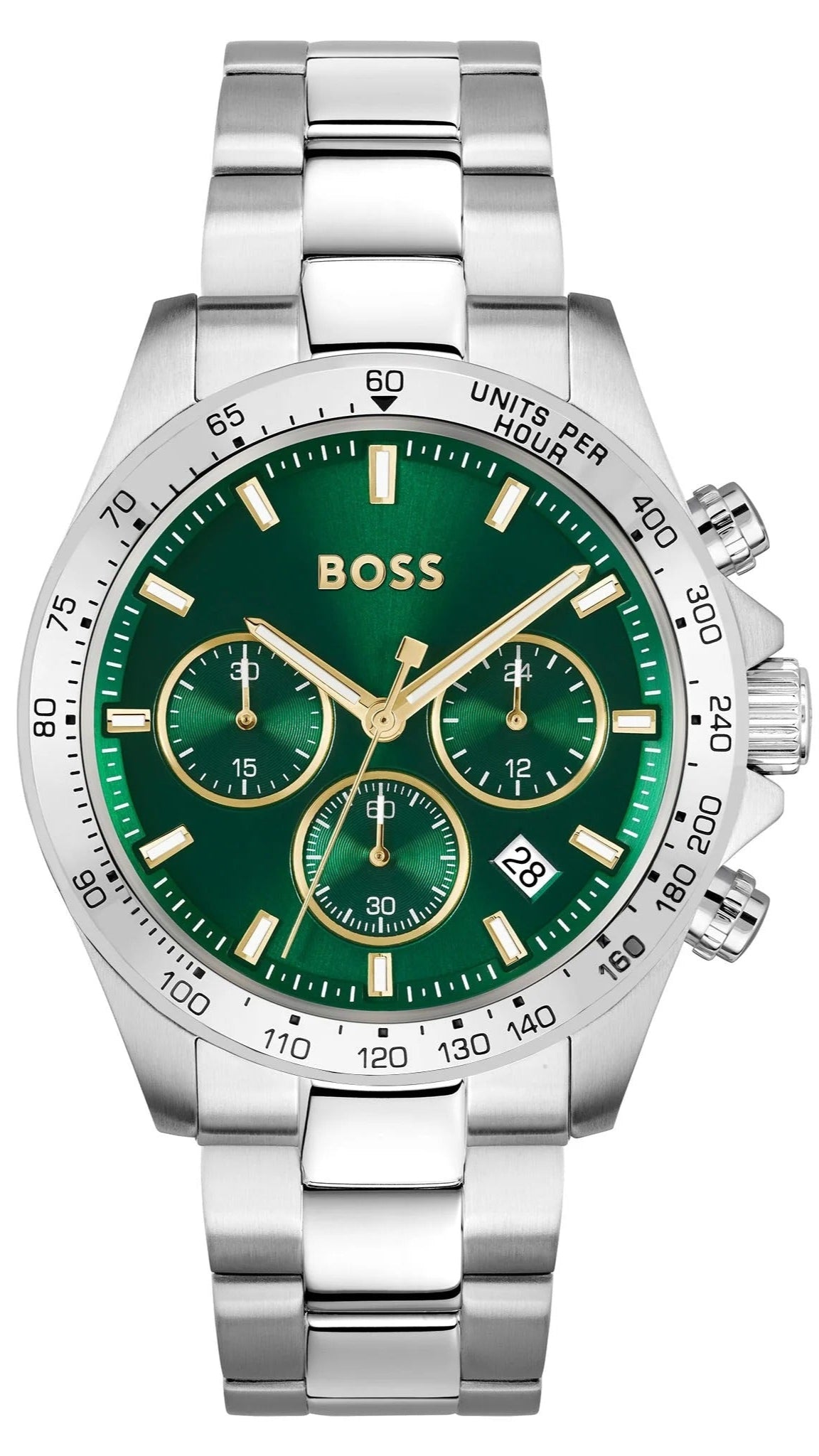  Shop Authentic Hugo Boss Hero Chronograph Green Dial Silver Steel Strap Watch for Men - 1514217 - Luxxuri