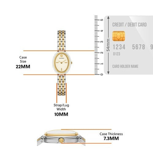 Tory Burch Oval White Dial Two Tone Steel Strap Watch for Women - TBW6033