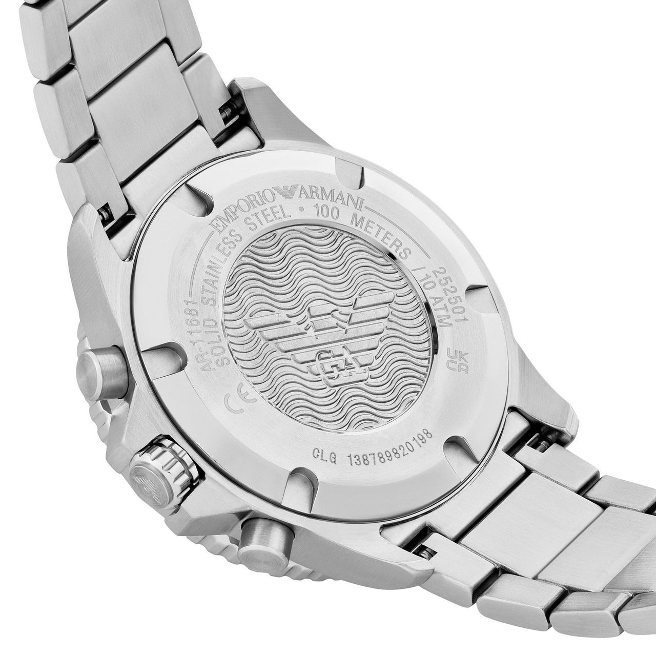 Emporio Armani World Explorer Chronograph Blue Dial Silver Steel Strap Watch for Men - AR11681