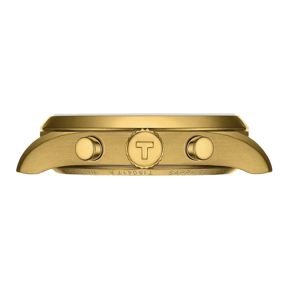 Tissot PR 100 Chronograph White Dial Gold Steel Strap Watch for Men - T150.417.33.031.00