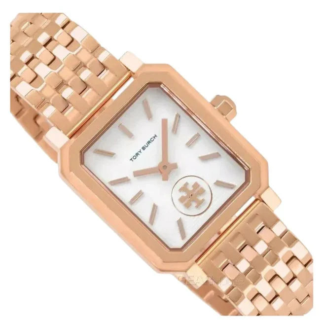 Tory Burch Robinson White Dial Rose Gold Steel Strap Watch for Women - TBW1502