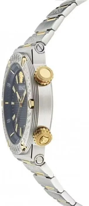  Shop Authentic Versace Greca Logo Diver Quartz Black Dial Two Tone Steel Strap Watch for Men - VE8G00424 - Luxxuri