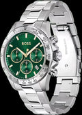  Shop Authentic Hugo Boss Hero Chronograph Green Dial Silver Steel Strap Watch for Men - 1514217 - Luxxuri