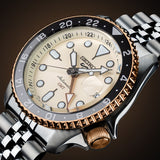  Shop Authentic Seiko 5 GMT Sport Asia Exclusive Limited Edition Off White Dial Silver Steel Strap Watch for Men - SSK046K1 - Luxxuri