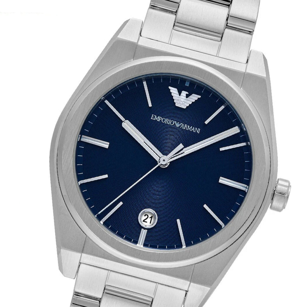  Shop Authentic Emporio Armani Frederico Analog Blue Dial Silver Steel Strap Watch for Men - AR11620 - Luxxuri
