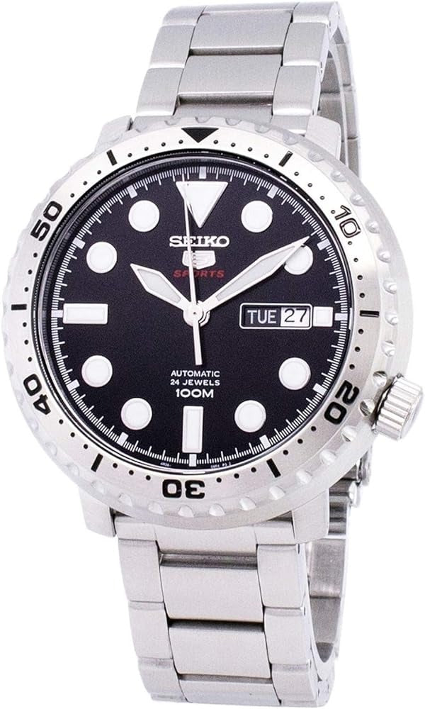  Shop Authentic Seiko 5 Sports Automatic Black Dial Silver Steel Strap Watch for Men - SRPC61J1 - Luxxuri