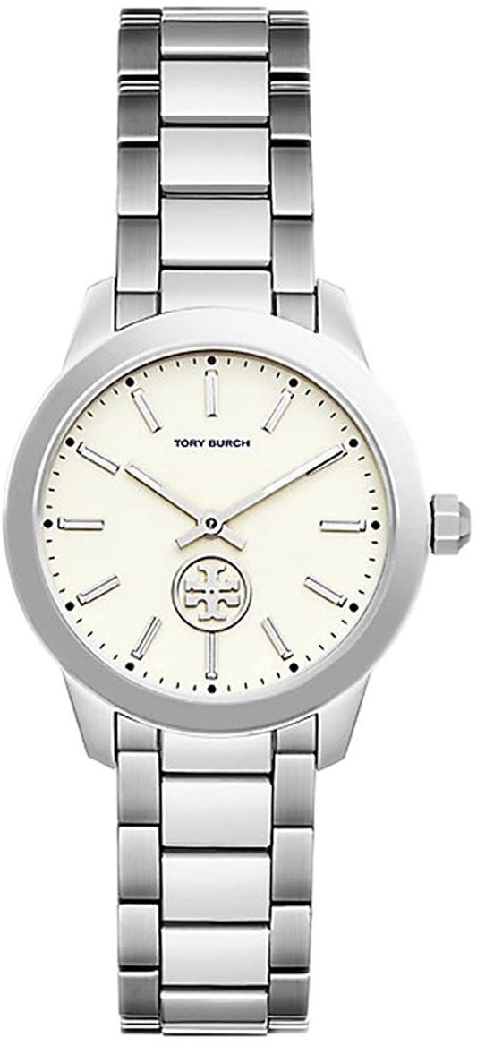 Tory Burch Collins White Dial Silver Steel Strap Watch for Women - TBW1301