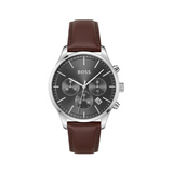  Shop Authentic Hugo Boss Avery Chronograph Grey Dial Brown Leather Strap Watch for Men - 1514155 - Luxxuri