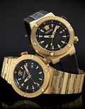  Shop Authentic Versace Greca Logo Quartz Black Dial Gold Steel Strap Watch for Men - VE8G00624 - Luxxuri
