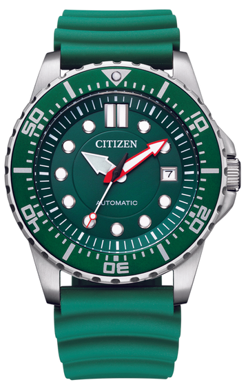 Citizen Mechanical Automatic Green Dial Green Rubber Strap Watch for Men - NJ0129-10X